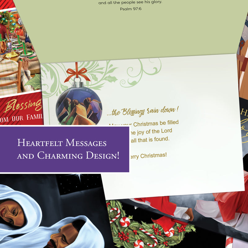 PRAISES GO UP CHRISTMAS CARD - Embossed Christmas Cards Boxed Set - Inspirational Seasonal Designs - Set of 15 (5x7) Cards with Foil-Lined Envelopes & Gold Sticker Seals