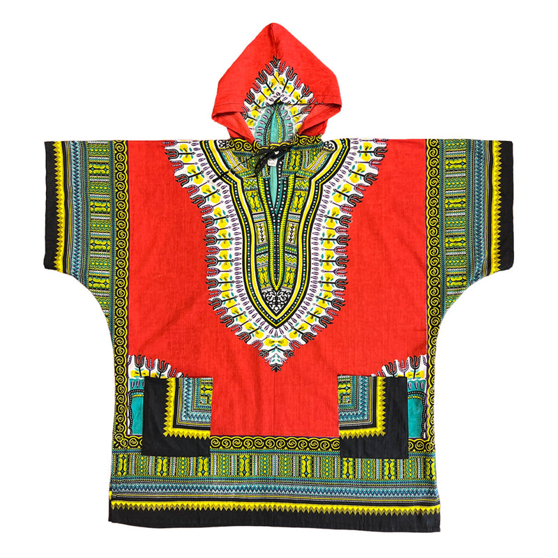 Dashiki Tunic w/ Hood (Red Pattern)