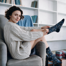 Kasai Blue Patterned Women's Quarter Sock