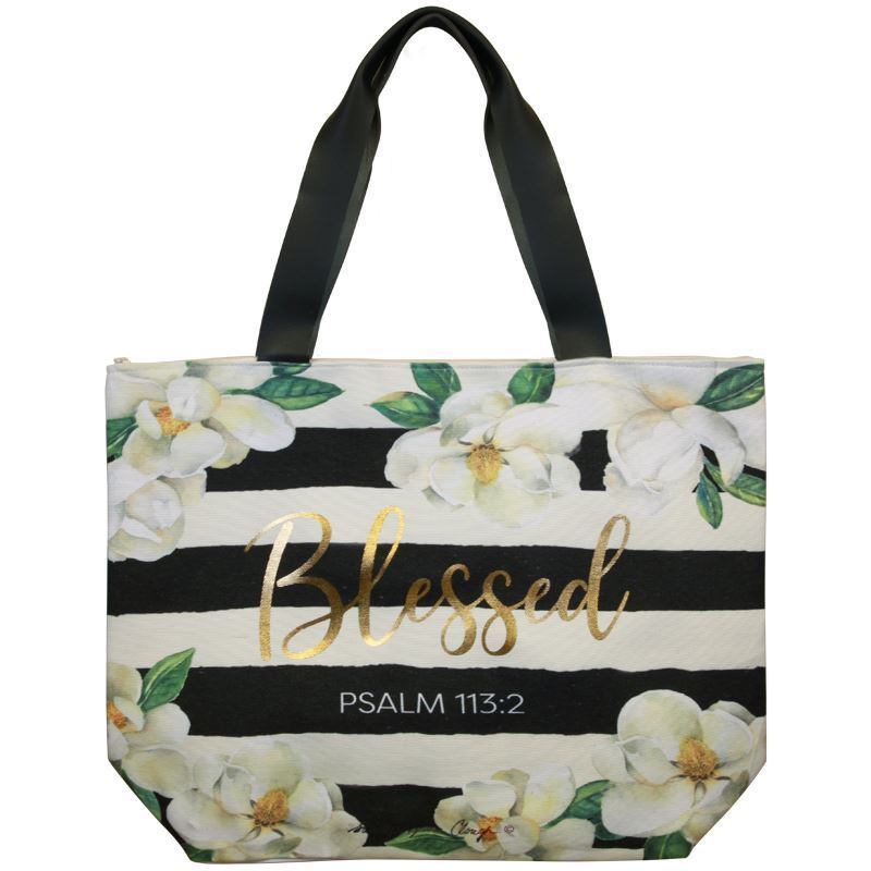BLESSED MAGNOLIA CANVAS HANDBAG