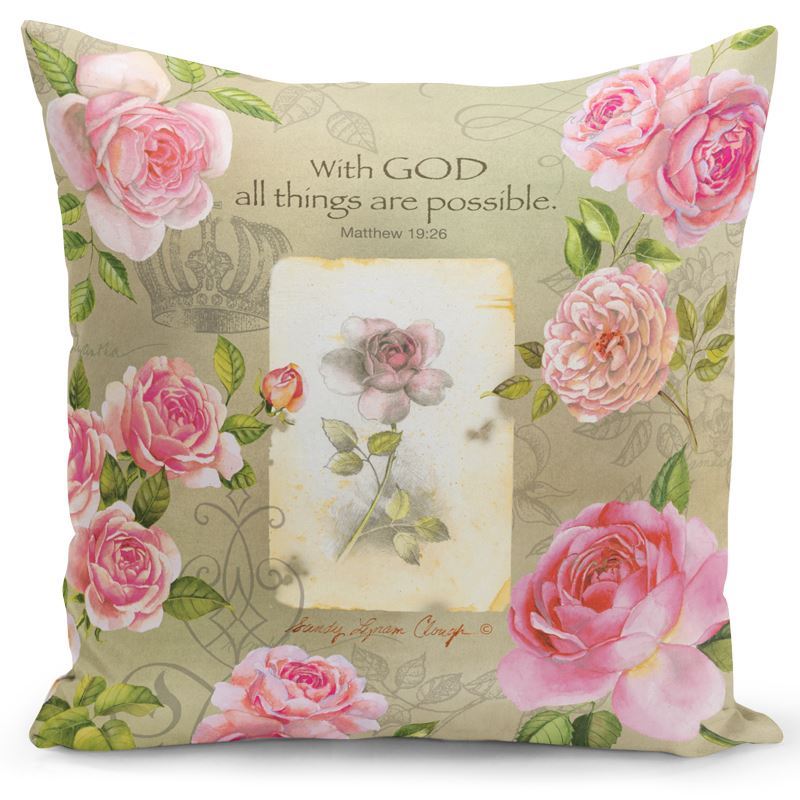 WITH GOD ROSES PILLOW COVER