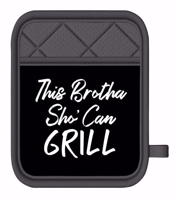 THIS BROTHA SHO CAN GRILL MITT/POT HOLDER SET