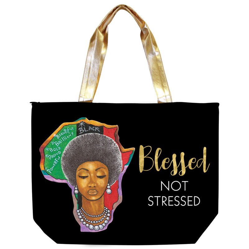 AFRICA BLESSED NOT STRESSED CANVAS BAG
