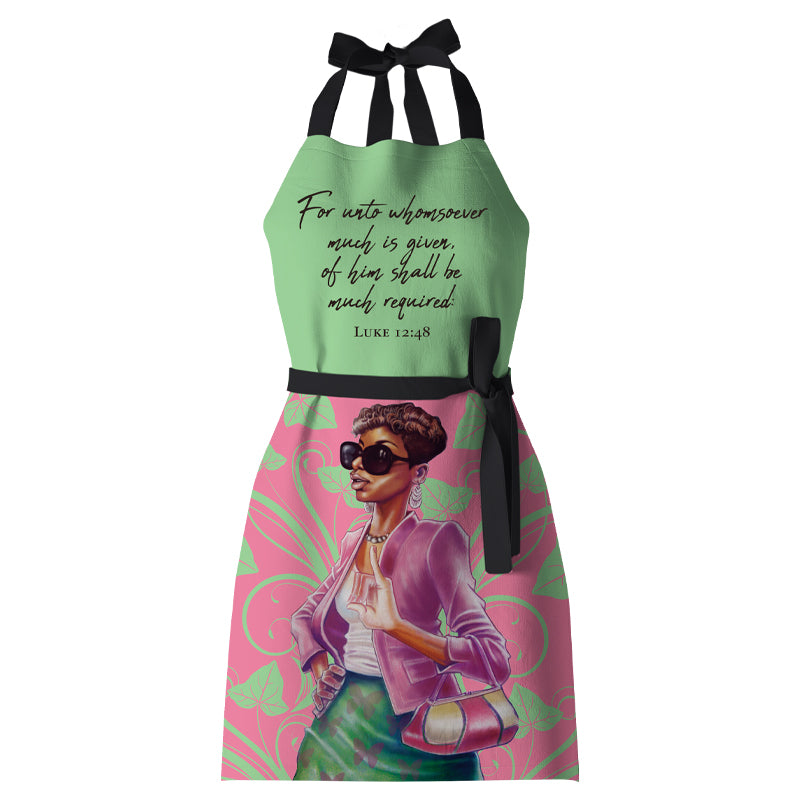PINK AND GREEN APRON
