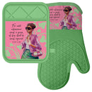 PINK AND GREEN MITT/POT HOLDER SET