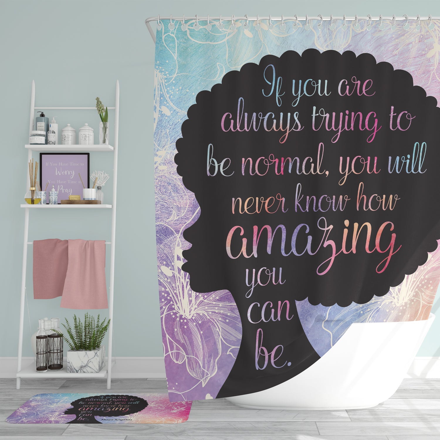 MAYA ANGELOU AMAZING SHOWER CURTAIN